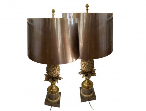 Charles - Paire de lampes à l’ananas en Bronze et Laiton