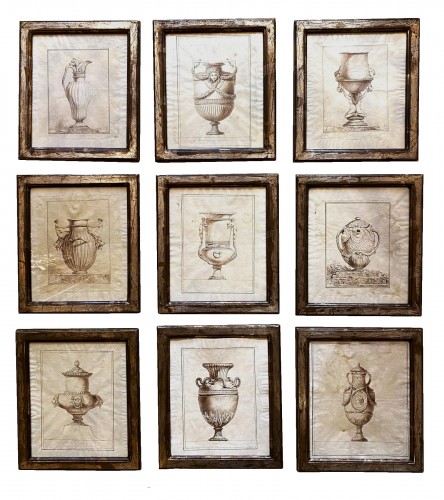Série de neuf dessins de vases