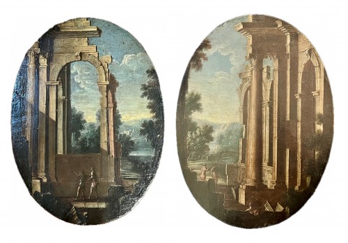 Paire de caprices architecturaux - Gennaro Greco (1663 -1714)