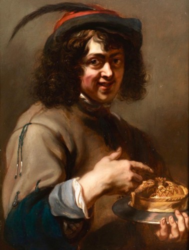 Jan Cossiers (1600- 1671) - Un jeune garçon dégustant une tarte, allégorie du goût
