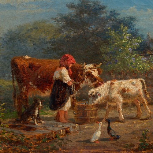 Gustaf Brandelius (1833 - 1884) - Une jeune femme avec ses animaux - ClassicArtworks Stockholm