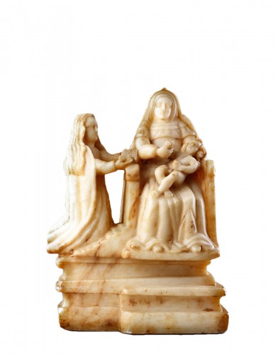 Sainte Anne  et la Vierge - Groupe en albâtre sculpté de Trapani