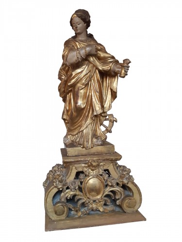 Sainte Catherine d' Alexandrie sur son socle d'époque Louis XIV