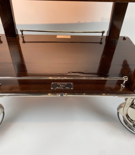 Chariot-bar en metal chromé et bois laqué par Henri Beard - Robin Kowalski Antiques