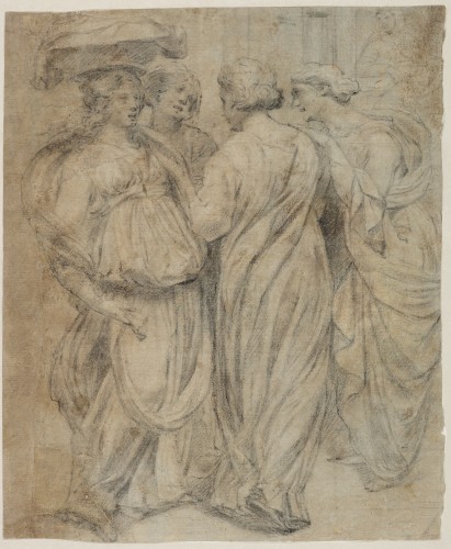 Quatre femmes, un dessin de Francesco Furini d'après le bas-relief de L. Ghiberti