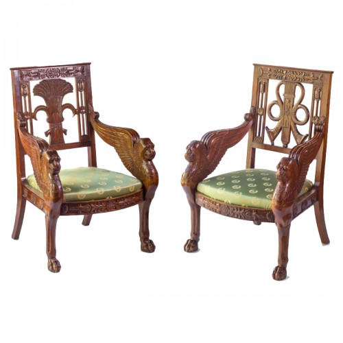 Paire de fauteuils en acajou, fin XIXe siècle