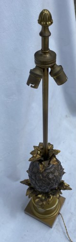  - 1950-70 Bronze Pineapple Lamp, Signed Charles &amp; Fils Made In France