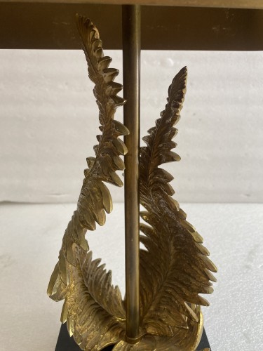 XXe siècle - Maison Charles - Lampe Fougères en bronze doré
