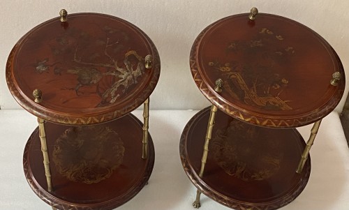 Pedestal Pair Of Table Bamboo Decor Gilt Bronze China  Circa 1950/70 - Furniture Style 50