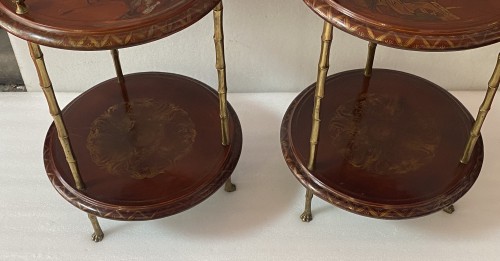 Pedestal Pair Of Table Bamboo Decor Gilt Bronze China  Circa 1950/70 - 