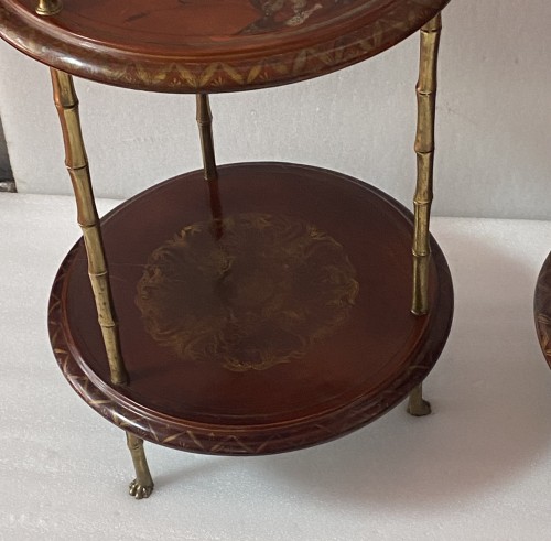 Antiquités - Pedestal Pair Of Table Bamboo Decor Gilt Bronze China  Circa 1950/70