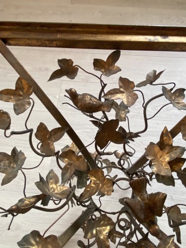 Patinated Iron Pedestal Table Decor Plant With Birds - 50