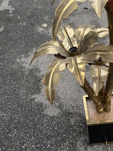 Palm Tree Floor Lamp, Brass By Barbier, Maison Jansen 3 Heads Palm Tree  - 