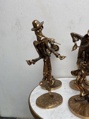 The Jazz Band’ 4 Bronze Sculptures, Signed LOHE Circa 1970 - Sculpture Style 50