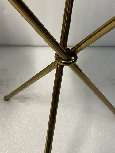 20th century - Pair of Gilt Brass And Carrara Marble Pedestal Tables  circa1950