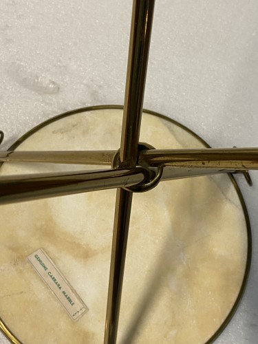 Antiquités - Pair of Gilt Brass And Carrara Marble Pedestal Tables  circa1950