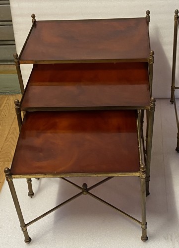 Maison Baguès - Pair Of Series Of Nesting Tables Gilt Bronze,Trays Bakelite - Furniture Style 50