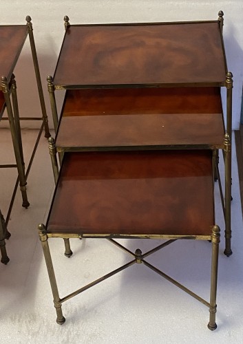 Furniture  - Maison Baguès - Pair Of Series Of Nesting Tables Gilt Bronze,Trays Bakelite