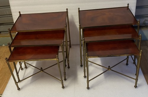 Maison Baguès - Pair Of Series Of Nesting Tables Gilt Bronze,Trays Bakelite - 