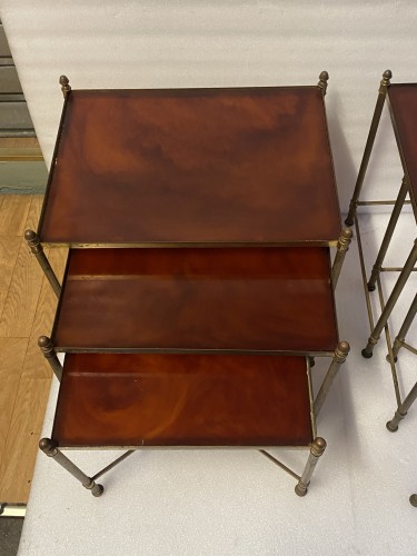 Maison Baguès - Pair Of Series Of Nesting Tables Gilt Bronze,Trays Bakelite - 50