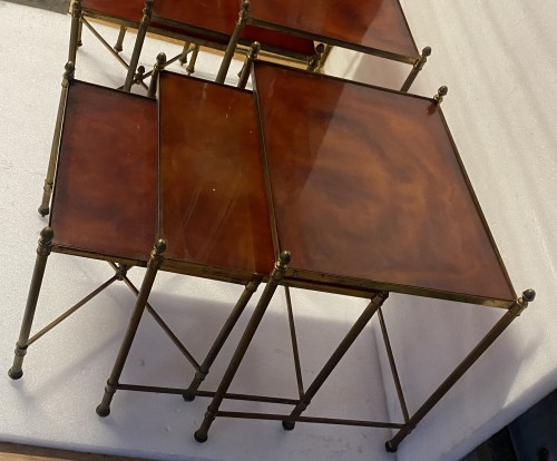 Antiquités - Maison Baguès - Pair Of Series Of Nesting Tables Gilt Bronze,Trays Bakelite