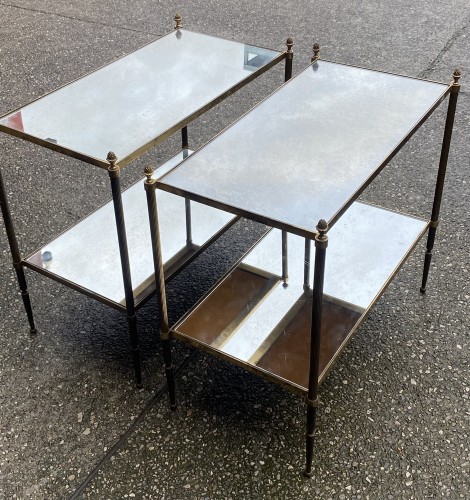 Pair of Square Side Tables Maison Baguès Mirror Trays Oxidized 34 X 64 cm - Furniture Style 50