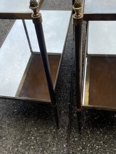 Pair of Square Side Tables Maison Baguès Mirror Trays Oxidized 34 X 64 cm - 50