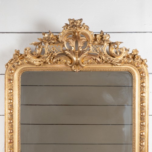 Miroirs, Trumeaux  - Mirroir  en bois doré et sculpté fin 19e siècle