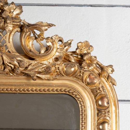 Antiquités - Mirroir  en bois doré et sculpté fin 19e siècle