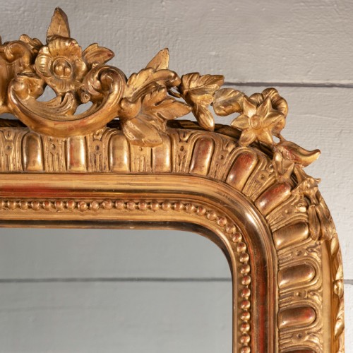 Très grand miroir français en bois doré et sculpté du XIXe - ADC - Pascal et Laurence Sarfati