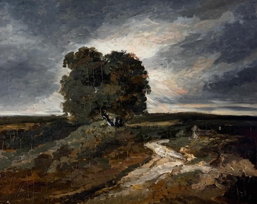 Large oak or oaks near a road  - Georges MICHEL (1778-1843)