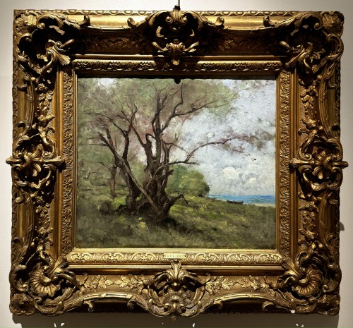 Paul Désiré TROUILLEBERT (1829-1900), An olive Tree on the sea at Menton - Paintings & Drawings Style Napoléon III