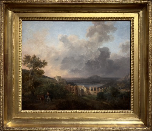 Nicolas-Antoine TAUNAY (1755-1830)  Italian landscape with aqueduct, - Paintings & Drawings Style Empire