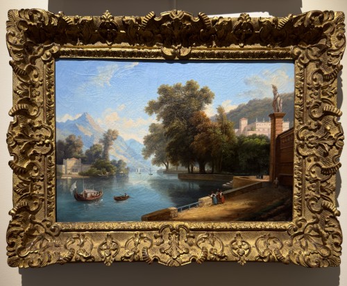 Jean-Charles-Joseph RÉMOND (1795-1875), Vue d’une terrasse sur le lac de Côme - Tableaux et dessins Style Napoléon III