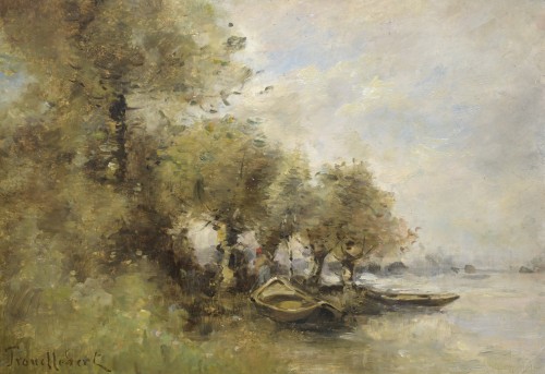 Paul Désiré Trouillebert (1829-1900), Barques sur les bords de Loire