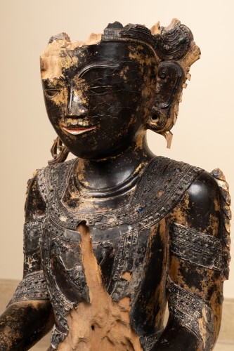 Large burmese Buddha 18th century - Asian Works of Art Style 