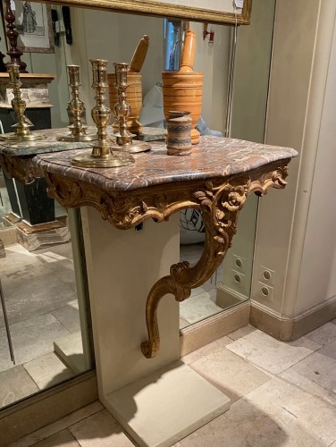 Petite console du XVIIIe siècle en bois doré - Mobilier Style Louis XV