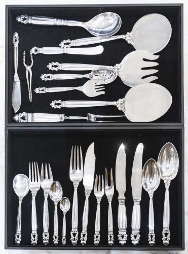 Georg Jensen -  Silver flatware set “ Acorn ” Solid silver 925