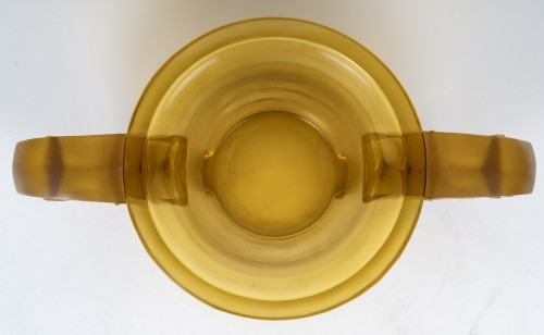 René Lalique,1926 - Vase "Pierrefonds" teinté jaune ambre - Art Déco