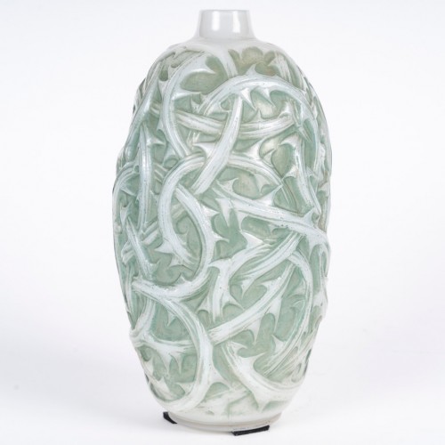 XXe siècle - René Lalique 1921- Vase Ronces patine bleu vert