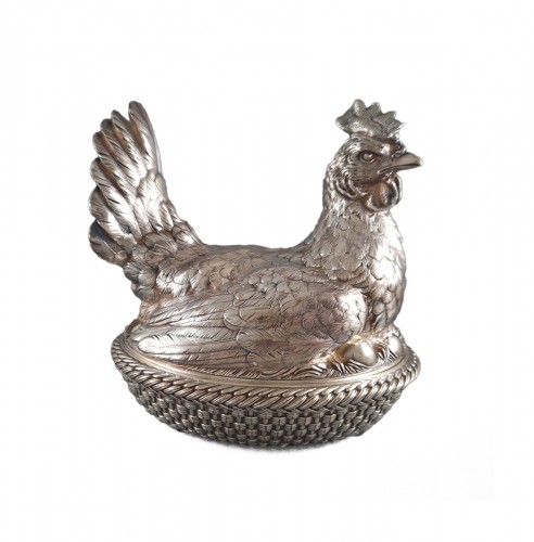 Christofle - Brooding Hen In Silver Plate