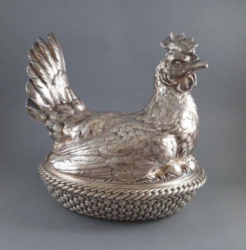 Christofle - Poule couveuse en métal argenté - Argenterie et Arts de la table Style 