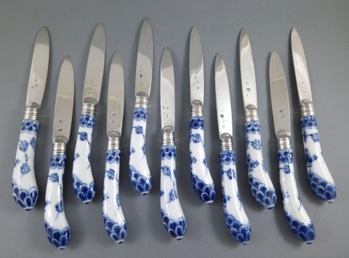 11 18th Century Knives In sterling Silver And Porcelain - silverware & tableware Style 