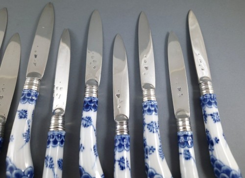 18th century - 11 18th Century Knives In sterling Silver And Porcelain