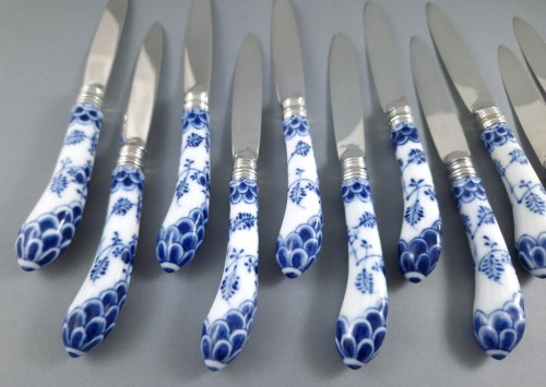 Antiquités - 11 18th Century Knives In sterling Silver And Porcelain