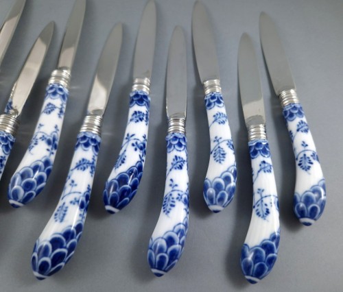 Antiquités - 11 18th Century Knives In sterling Silver And Porcelain