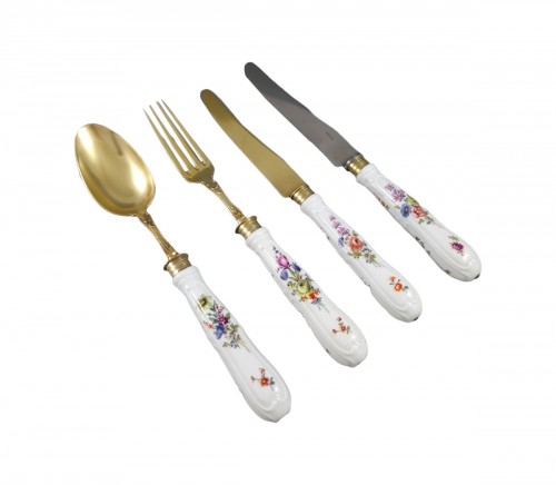 72-piece Cutlery Set In Sterling Silver And Meissen
