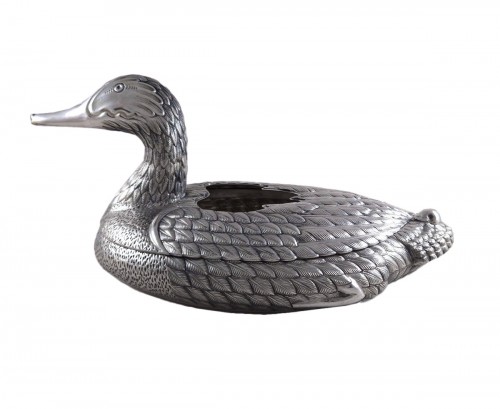 Large Sterling Silver Duck Planter, Italy circa 1970