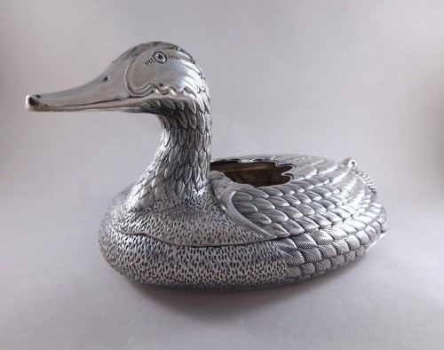 Large Sterling Silver Duck Planter, Italy circa 1970 - silverware & tableware Style 