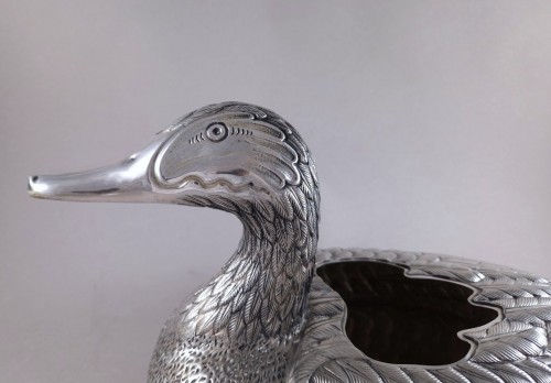 Large Sterling Silver Duck Planter, Italy circa 1970 - 